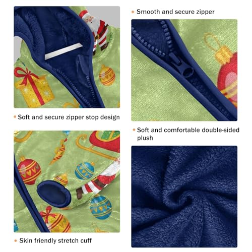 Christmas Gifts Santa Sleighs Toddler Fleece Jacket Girl Boys Hooded Fleece Jacket Coat Warm Outwear Zip-up 3-10T3