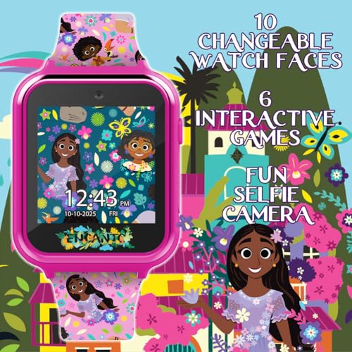 Disney Encanto Kids Smartwatch with Camera, Games, and Fitness Tracker – Interactive Touchscreen Watch with Changeable Faces, Alarm, Voice Recorder, and Step Counter – Fits Wrists 5.5" to 8"2