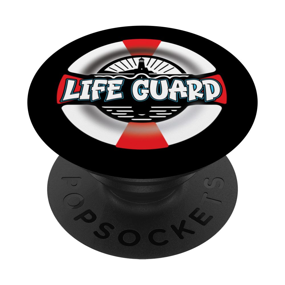 Lifebuoy Lifeguard s Life Saver s Swimming Float PopSockets Swappable PopGrip, Black