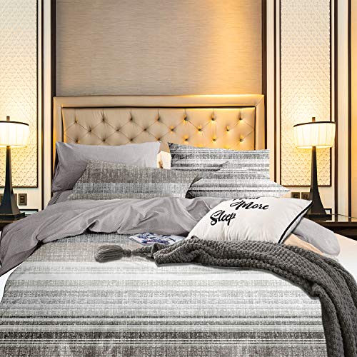 Trimming Shop Juego de Cama Doble con Cierre de Cremallera, 2 Fundas de Almohada (Gris), Juego de Cama de Microfibra hipoalergénica, Juego de Funda nórdica de fácil Cuidado