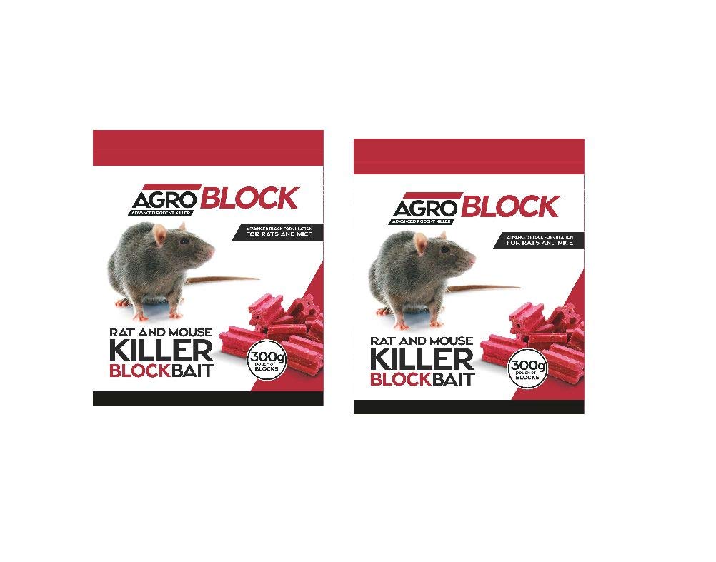 AgroBlock Poison Bait lethal strong rat and mouse bait killer x 2 pouches (600g)