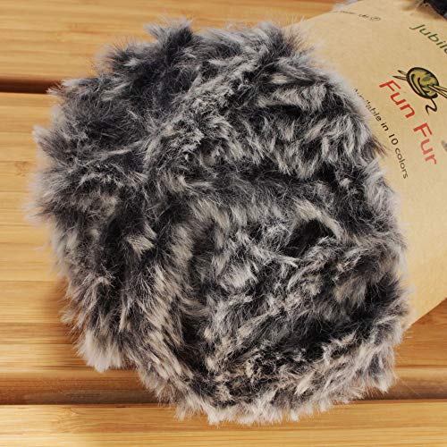 Bamboomn Chunky Fluffy Faux Fur Eyelash Yarn - 100% Polyester - 100G/Skein - 2 Skeins - Black And White #TOP2