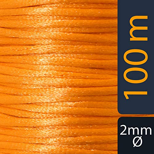Aranato Satinkordel 100 Meter 2mm Durchmesser viele Farben Orange kräftig einfarbig
