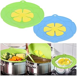 TBoxBo 2 Pcs Spill Stopper Silicone Cover,Overflow Stopper Lid,Reusable Boil Over Spill Stopper,Splatter Lid,for Pans Microwave and Skillets,Multi-Function Kitchen Tool,10.2 Inches