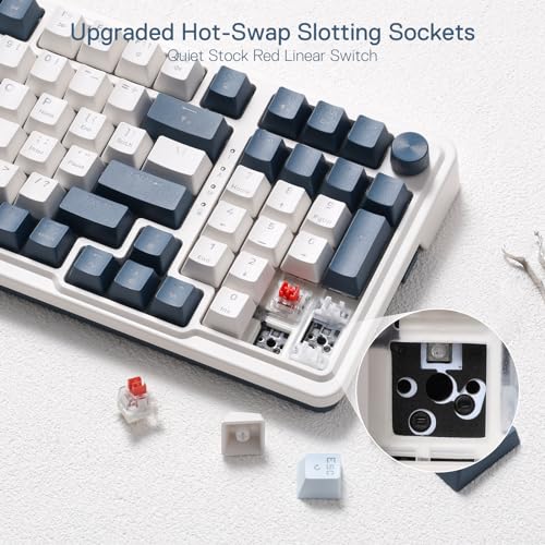 Redragon K686 PRO Wireless Gasket RGB Gaming Keyboard - 98 Keys, 3-Mode Mechanical, Noise Dampening, Knob Control, Hot-Swappable Linear Red Switch, Blue Himmel Color