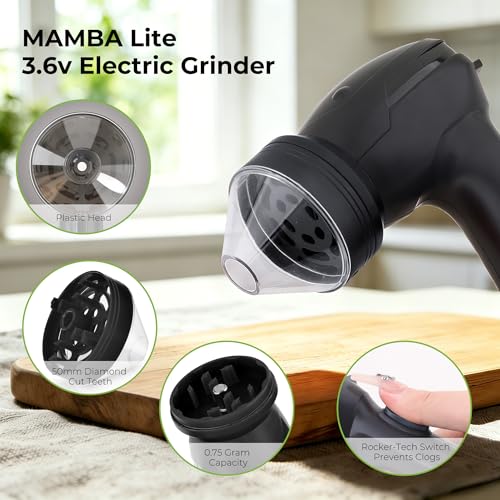 Image of Mamba Lite Electric Spice Grinder, USB-C Rechargeable Kitchen Grinder for Dried Culinary Herbs and Seasonings, Black