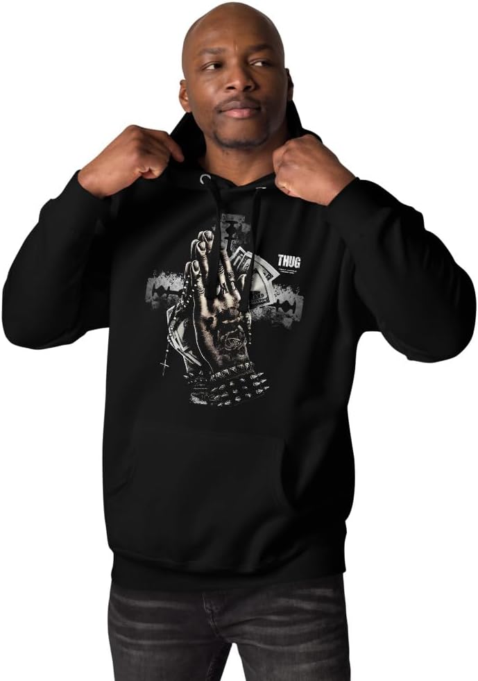 THUG Hoodie – Truly Humble Under God Slogan Clothing – Navy Christian Streetwear Hoodie