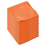 Clara Clark Soft Microfiber Cleaning Cloth Set of 12-12 x 12 inches, Medium, Orange