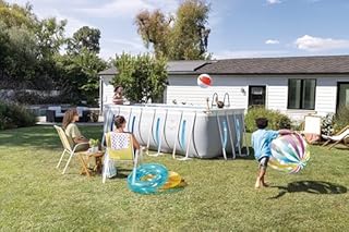 INTEX 26769EH 13ft X 6.5ft x 48in Prism Frame Clearview Rectangular Above Ground Swimming Pool Set with 530 GPH Cartridge Filter Pump, Ground Cloth, Pool Cover