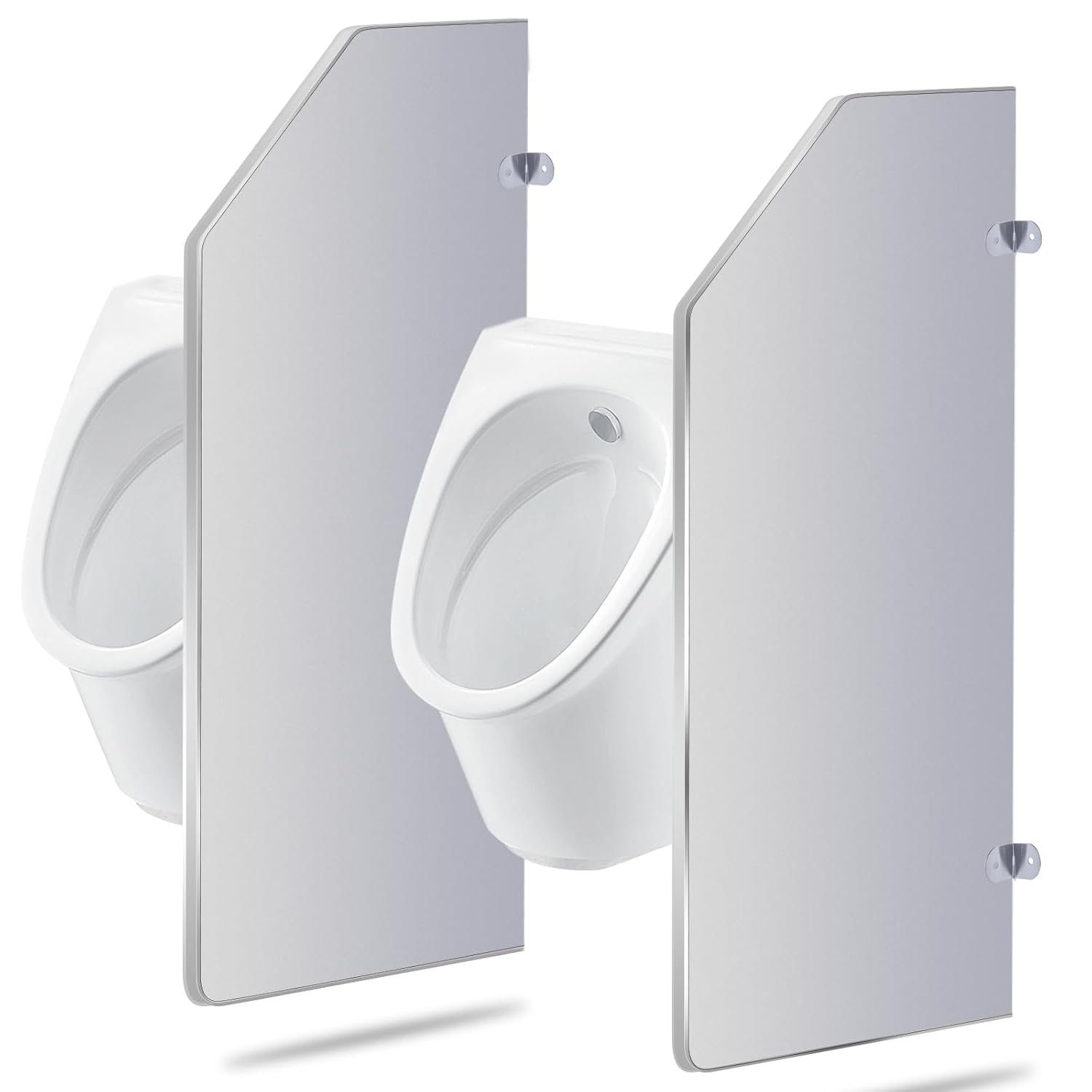 35.4'' Public Toilet Urinal Partition for Men's 2 pcs Wall-Mounted Waterproof Bathroom Partition with Aluminium Alloy Wrap-Around Toilet School Shopping Mall Public Place Commercial Toilet Urinals light grey