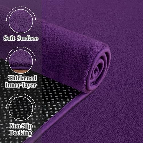 Image of Large Modern Area Rugs for Living Room Bedroom, 4x6 Feet Dark Purple Ultra Soft Thickened Memory-Foam Indoor Rug, Comfy Aesthetic Solid Minimalist Carpets for Girls Boys Nursery Dorm Home Decor