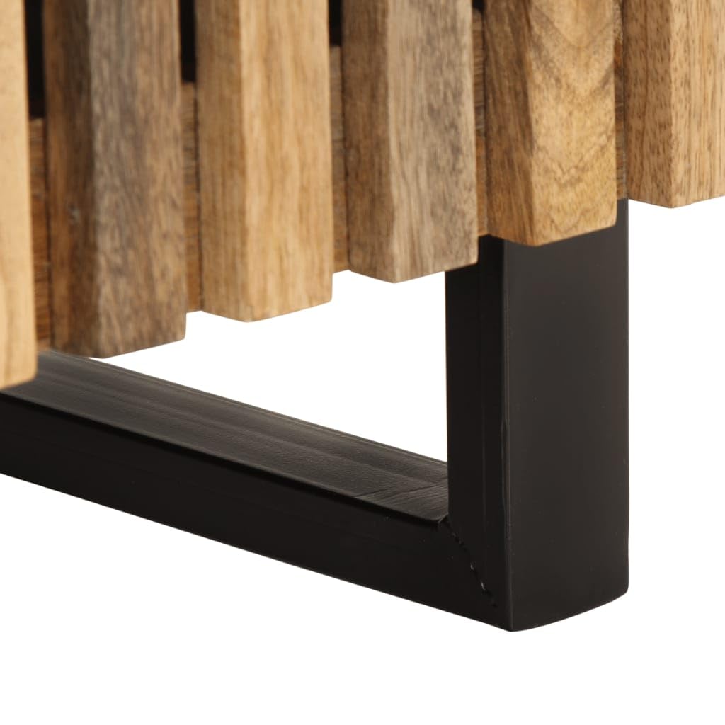 vidaXL Nachttische 2 STK., Nachttisch mit Stauraum Metallbeine, Nachtschrank für Schlafzimmer, Nachtkommode Nachtkonsole, Raues Massivholz Mango