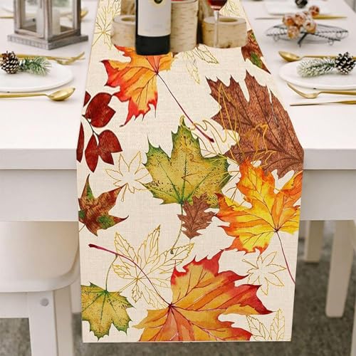 Autumn Table Runner,Fall Thanksgiving Dining Table Cloth Maple Leaf Print Tablecloth Orange Autumnal Centerpiece Decorations Fabric Home Decor,for Harvest Birthday Kitchen Placemats Festival Supplies - Cosy Home Interiors Autumn Table Runner,Fall Thanksgiving Dining Table Cloth Maple Leaf Print Tablecloth Orange Autumnal Centerpiece Decorations Fabric Home Decor,for Harvest Birthday Kitchen Placemats Festival Supplies - Image 7