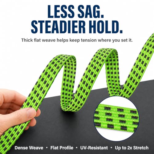 Image of 4 Pcs 40 Inch Flat Adjustable Bungee Cords with Hooks - Heavy-Duty 4-Latch, Dual-End Adjustable Elastic Bungee Straps for Cargo, Truck, Bike, Camping & Outdoor Tie-Down, Green