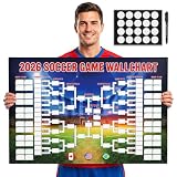 Soccer Tournament Wall Chart Kit 24.8" x 16.5" Large Poster with Marker and Adhesive Dots for 2026 Football Match Predict Champion Record Score Team Tracker Soccer Fan Gifts Home Bar Party Decor