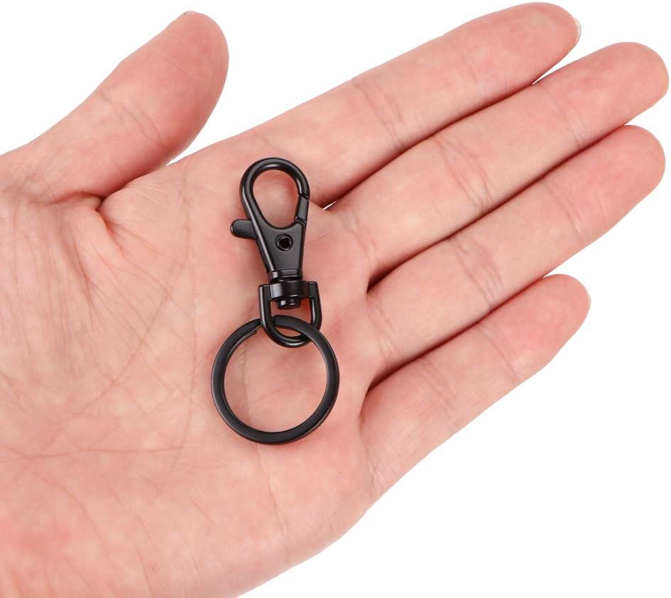 20pcs Swivel Clasps Lanyard Snap Hook with Key Ring Clip Lanyard Metal Lobster Claw Clasp Key Chain Rings for Crafts, Jewelry Making, Purses DIY (Black),1 1/2 Inch - Image 4