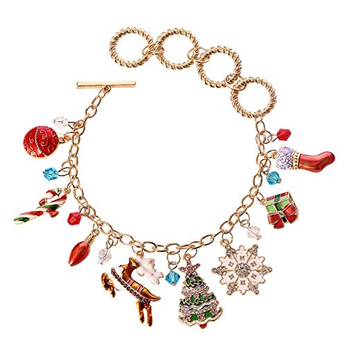 EUBEISAQI Pulseras de Navidad de Halloween Santa Esqueleto Calabaza Charm Pulseras de Terror Joyería Regalos para Mujer Chica