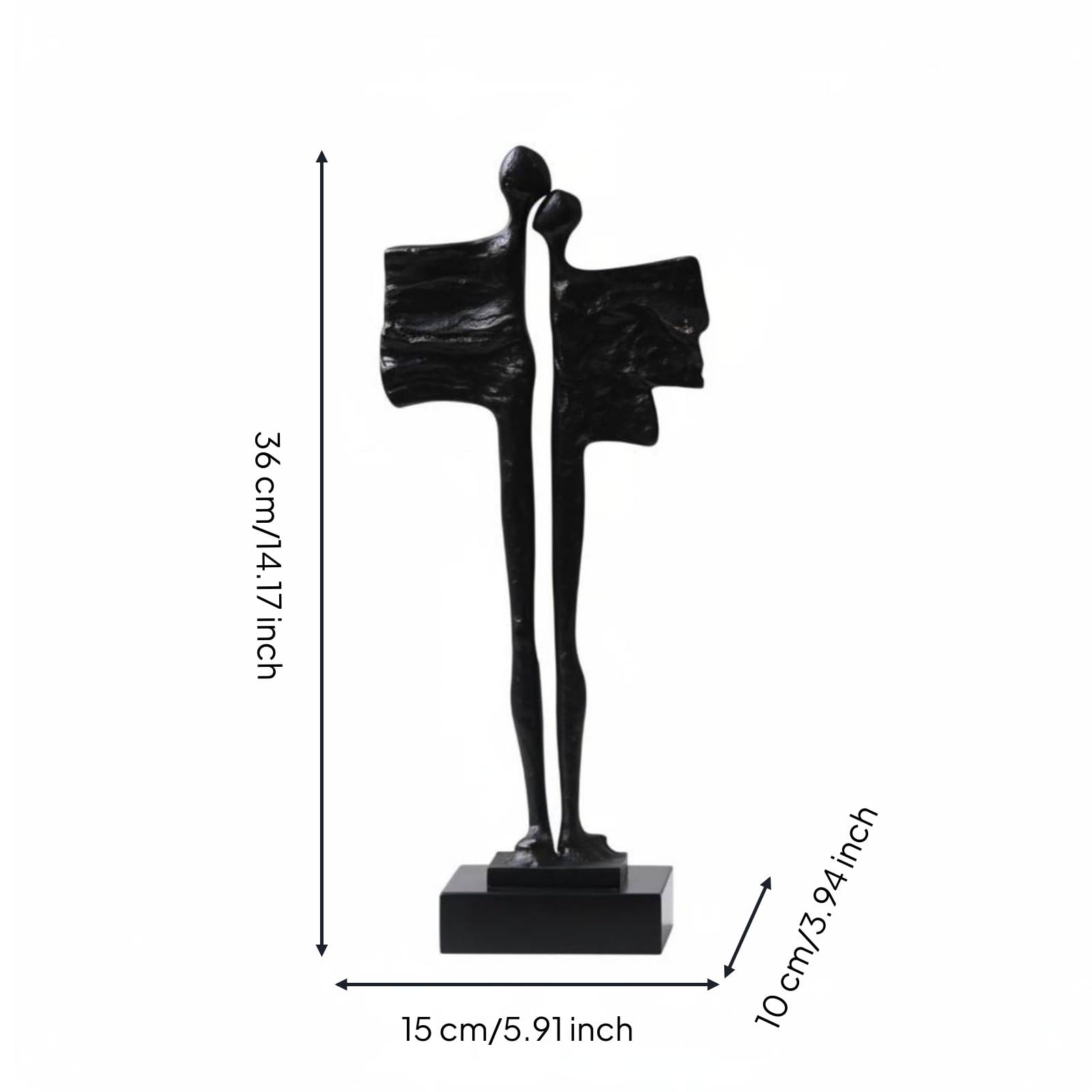 Scultura Amanti Intrecciati Statua Coppia Figura Pezzo Decorativo in Resina su Base Marmo Linee Pulite Adatta per Salotto Studio Libreria Scrivania Regali Anniversario, Nero