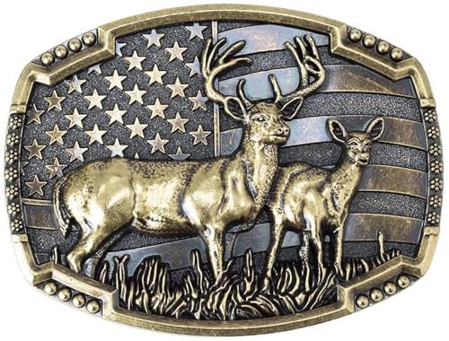 Wojgzon Western Belt Buckles for Men Women Cowboy Belt Buckle American Patriotic Belt Buckles Deer