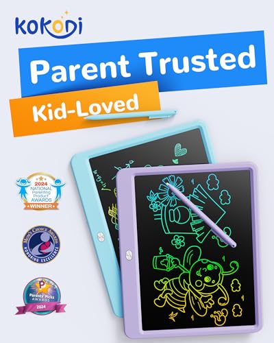 Image of KOKODI LCD Writing Tablet, 12 Inch Colorful Toddler Doodle Board Drawing Tablet, Erasable Reusable Electronic Drawing Pads, Educational and Learning Toy for 3-6 Years Old Boy and Girls(Purple)
