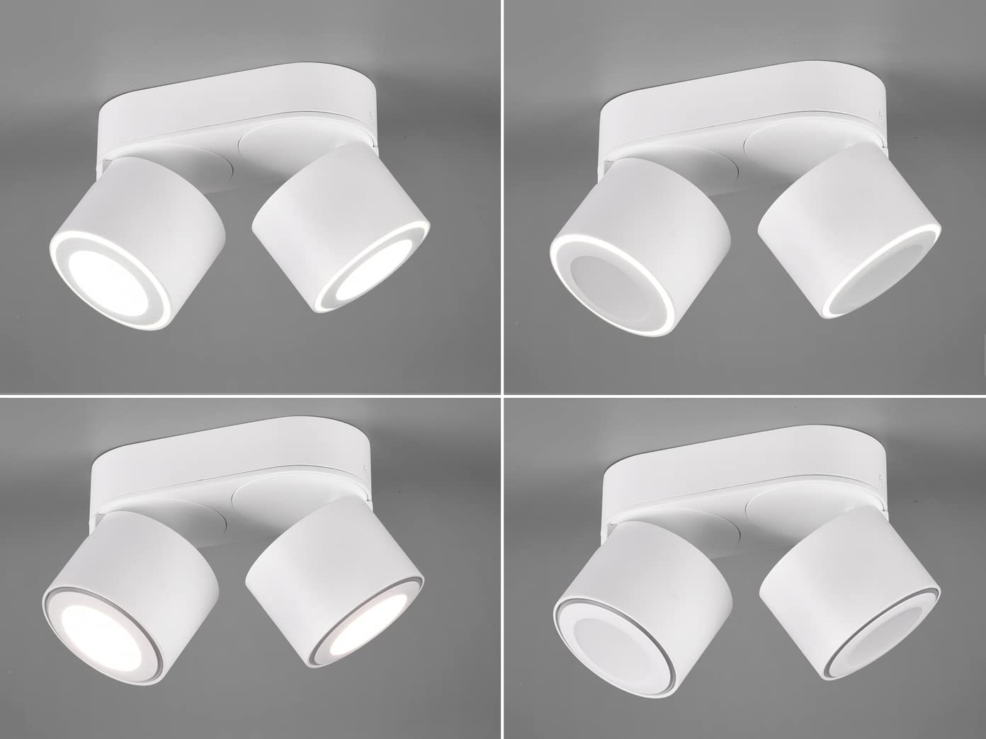 Trio Leuchten LED Deckeneinbau u. Aufbauleuchte Taurus 652910231, Metall Weiß matt, inkl. 2x 3.5 Watt + 2x 1.5 Watt LED