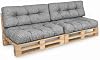 bananair - Pallet Cushions Outdoor - Water Repellent & UV Resistant Fabric - Highly Comfortable - Foam Padded Garden Furniture Cushions (2 Seats 120x80 cm + 2 Backs 120x40 cm, Grey)