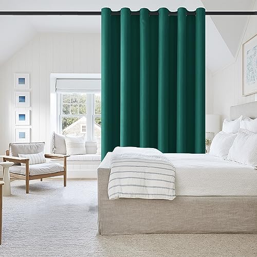 Image of DWCN Blackout Curtain Panel for Bedroom -Christmas Thermal Insulated Energy Saving Grommet Blackout Drapery for Patio Door, Room Divider Big Long Curtain, Hunter Green, W100 by L84, 1 PC