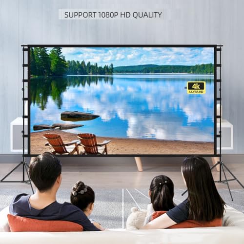Pantalla de proyección portátil 100 pulgadas con soporte miniatura 3