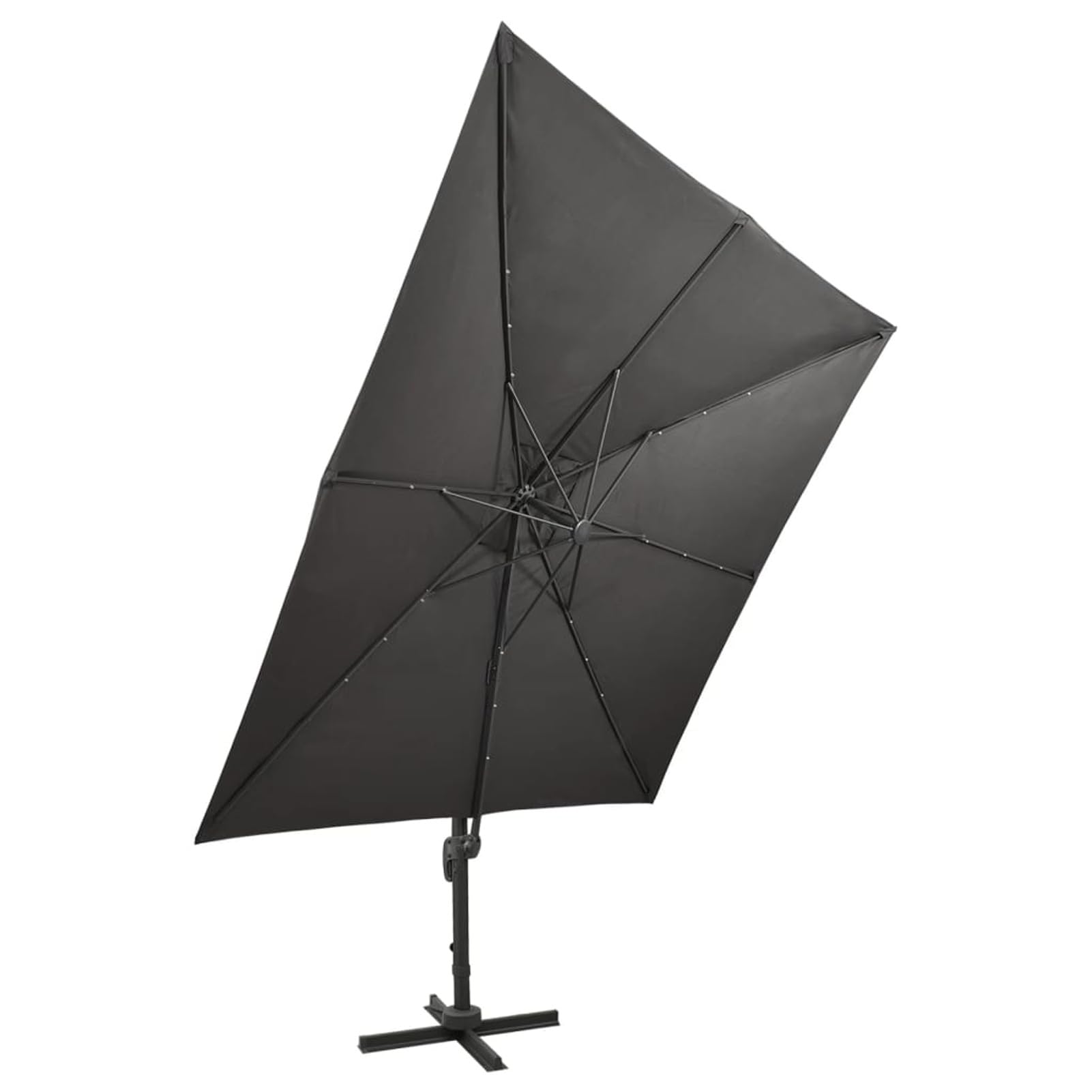 Homgoday Sombrilla jardín voladiza con Palo y Luces LED Antracita 300 cm Sombrilla Terraza Exterior, Sombrilla Jardín Grande Orientable Jardín Parasol Balcón AntracitaAntracita Tipo1