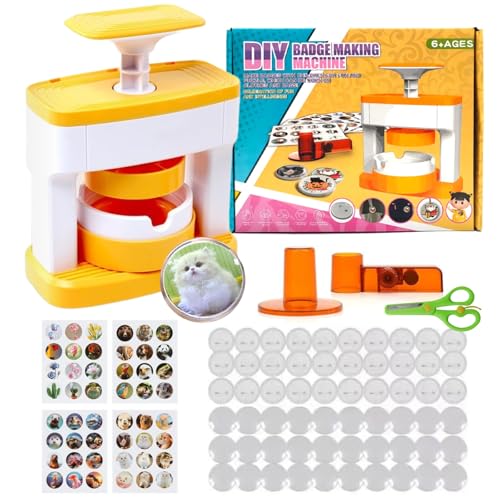 Funvalley Surperfect Button Maker Machine, 55mm DIY Pin Badge Making Machine with 48 pcs Button Parts Stickers Circle Cutter for Party Gifts