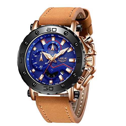 Preisvergleich Produktbild LIGE Herren Uhr Männer Militär Chronographen Schwarz Wasserdicht Armbanduhren Mann Designer Sport Geschäft Kleid Datum Analog Uhren