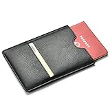 XEYOU Passport Holder Cover - Ultra Slim Premium Vegan Leather Travel Wallet Case Cover (Black)