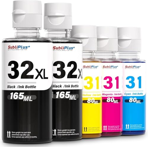 32XL Black Ink Bottle 31 Ink Bottle Set Replacement for HP 31 32XL Ink Refill Bottles Compatible for HP Smart Tank Printer 5105 6001 7602 7301 5100 5101 5000 5102 7601 755 7601 6002 7302 Ink Refill
