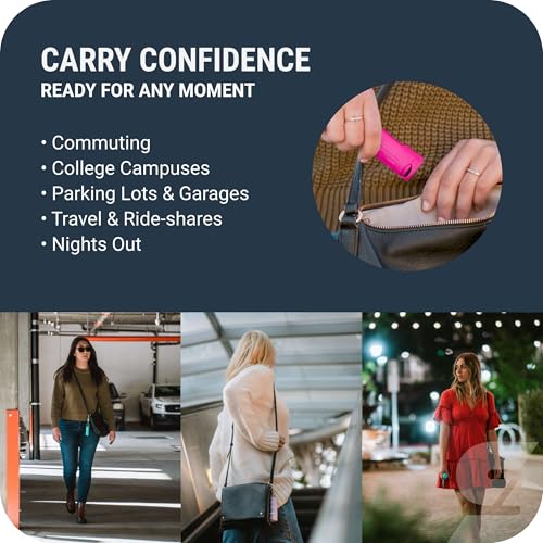 Image of SABRE Pepper Spray with Fast Flip Top Safety & Snap‑Clip Keychain for Self Defense - Maximum Police Strength OC with UV Marking Dye, Finger Grip, 10‑Sec. Spray, 14-ft Range, Made in USA, 0.54 fl oz