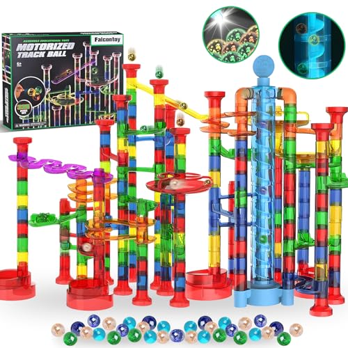Glow in The Dark Marble Run 325 Piece Set Motorized Elevator STEM Maze Construction Blocks Kids Ages 3 Plus Easter Birthday Gift Boys Girls