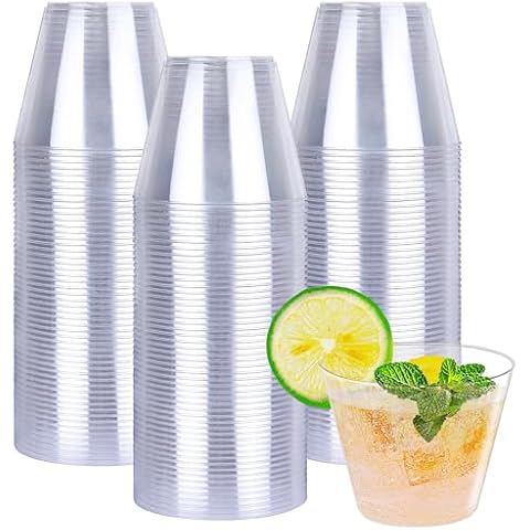 Zcaukya 9oz Clear Plastic Cups 100 Pack, Disposable Plastic Glasses to Hold Juice, Mocktail, Yogurt, Ice Cream, Pudding for Birthday Parties, Weddings, House Warming Parties and More Cover