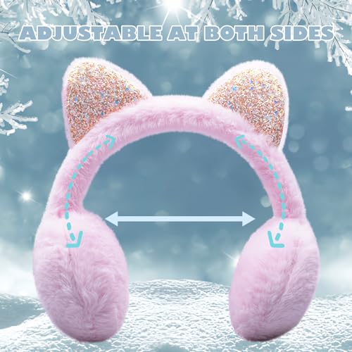 ZGDG Unicorn Earmuffs Foldable Warm Soft Plush Ear Cover with Cute Cat Ears Outdoor Winter Ear Warmers for Girls Kids Teens3