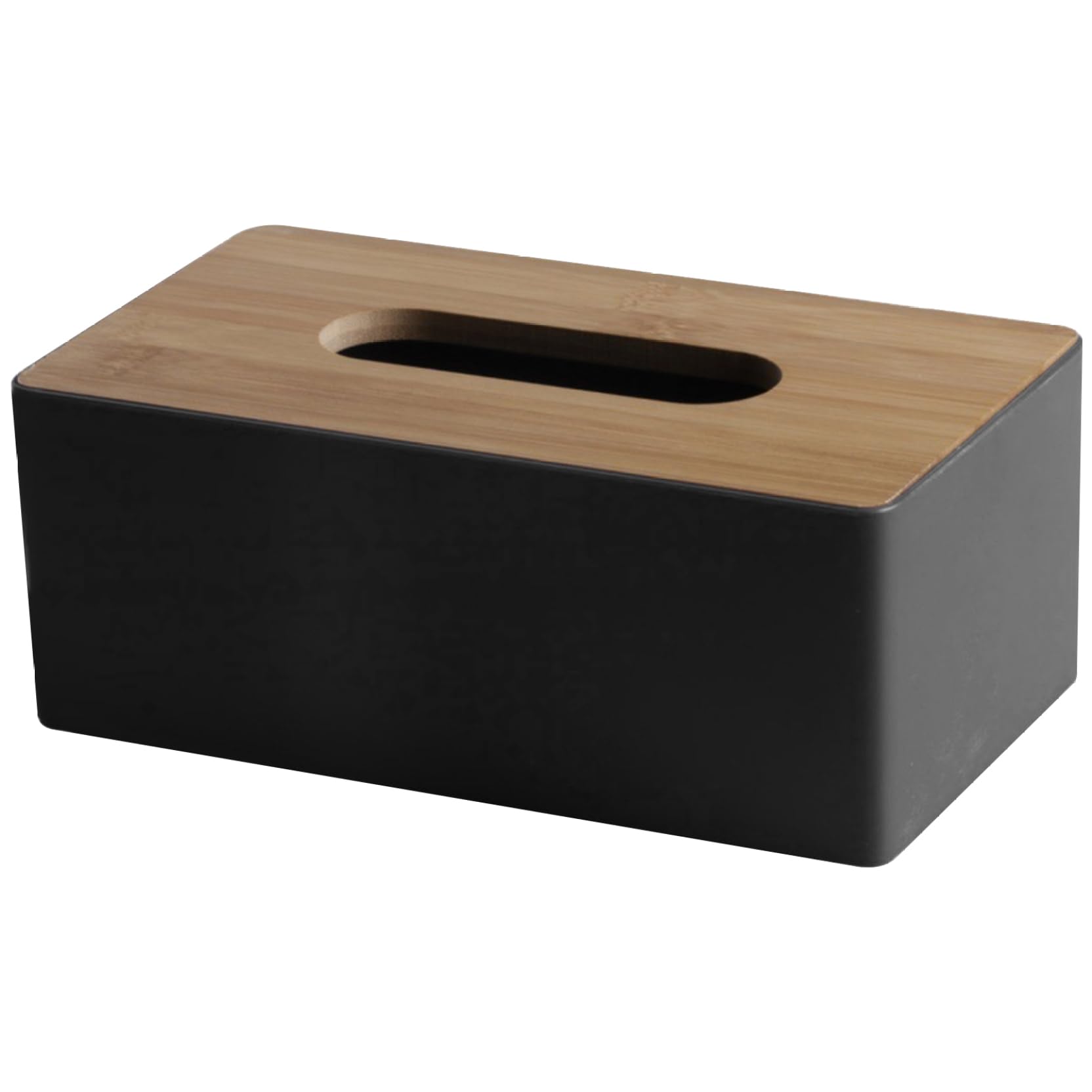 Hperu Tissue Box Cover, 8.5x4.7x3.4in Rectangle with Wooden Lid Dust-Proof Black Holder - Black Tissue Box Cover