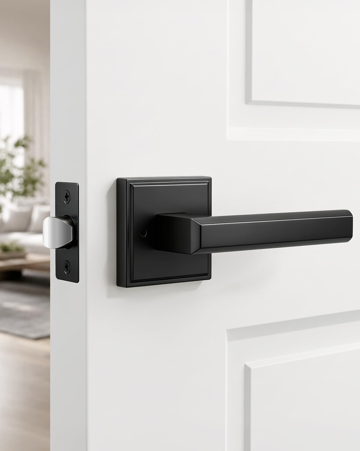 KNOBWELL Matte Black Door Knob with Lock - Keyless Entry -7