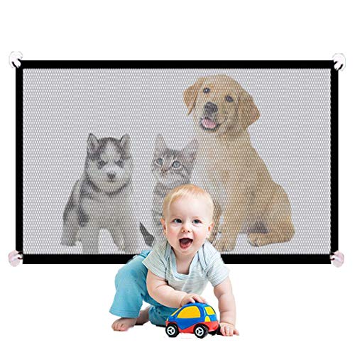 Magic Pet Gate for Dogs, Portable Mesh Dog Gate,Gates for Kids or Pets, Mesh Baby Gate, Pet Gate for Small Dogs, Safety Fence Dog Gates for Doorways, Baby Gates for Doorways Stairs(L-43.3X28.3)