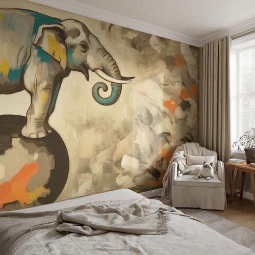 Papel pintado autoadhesivo moderno de 152x104 cm con diseño de elefante abstracto 3