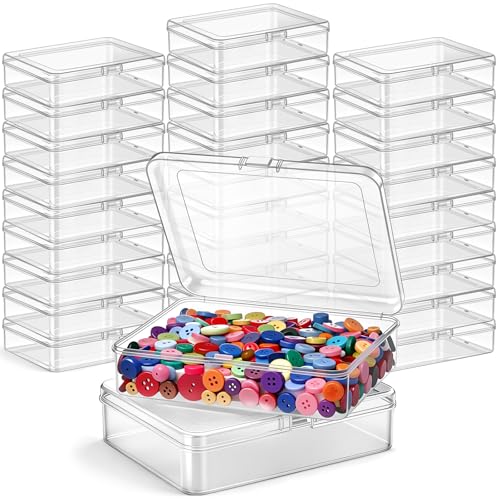 Image of Jetec 30 Pieces Mini Plastic Clear Beads Storage Containers Box for Collecting Small Items, Beads, Jewelry, Business Cards, Game Pieces, Crafts (5 x 4 x 1.3 Inch)