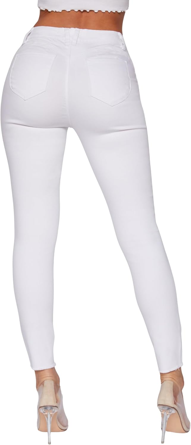YMI Women's YMI Women's Junior Wannabettabutt Repreve Mid-Rise Ankle Jeans with Frayed Hem