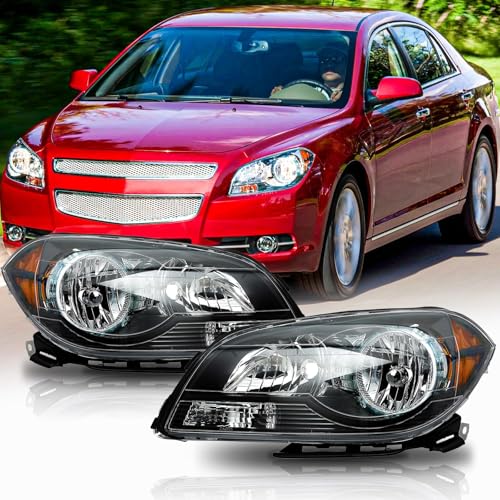 ISHARINGAUTOPARTS Headlight Assembly Compatible with 2008 2009 2010 2011 2012 Chevy Malibu (Not Fit 2008 Malibu Classic Model) Black Housing