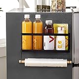 OIZEN Kühlschrank Regal Hängeregal für Kühlschrank Magnet/Montage Gewürzregal mit Ablage Küchenregal Küchen Organizer Aufbewahrung, Schwarz