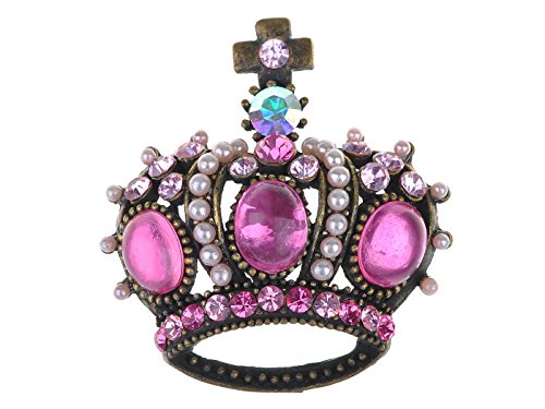 Image of Alilang Crystal Rhinestone Gem Queen Crown Tiara Jewelry Pin Brooch