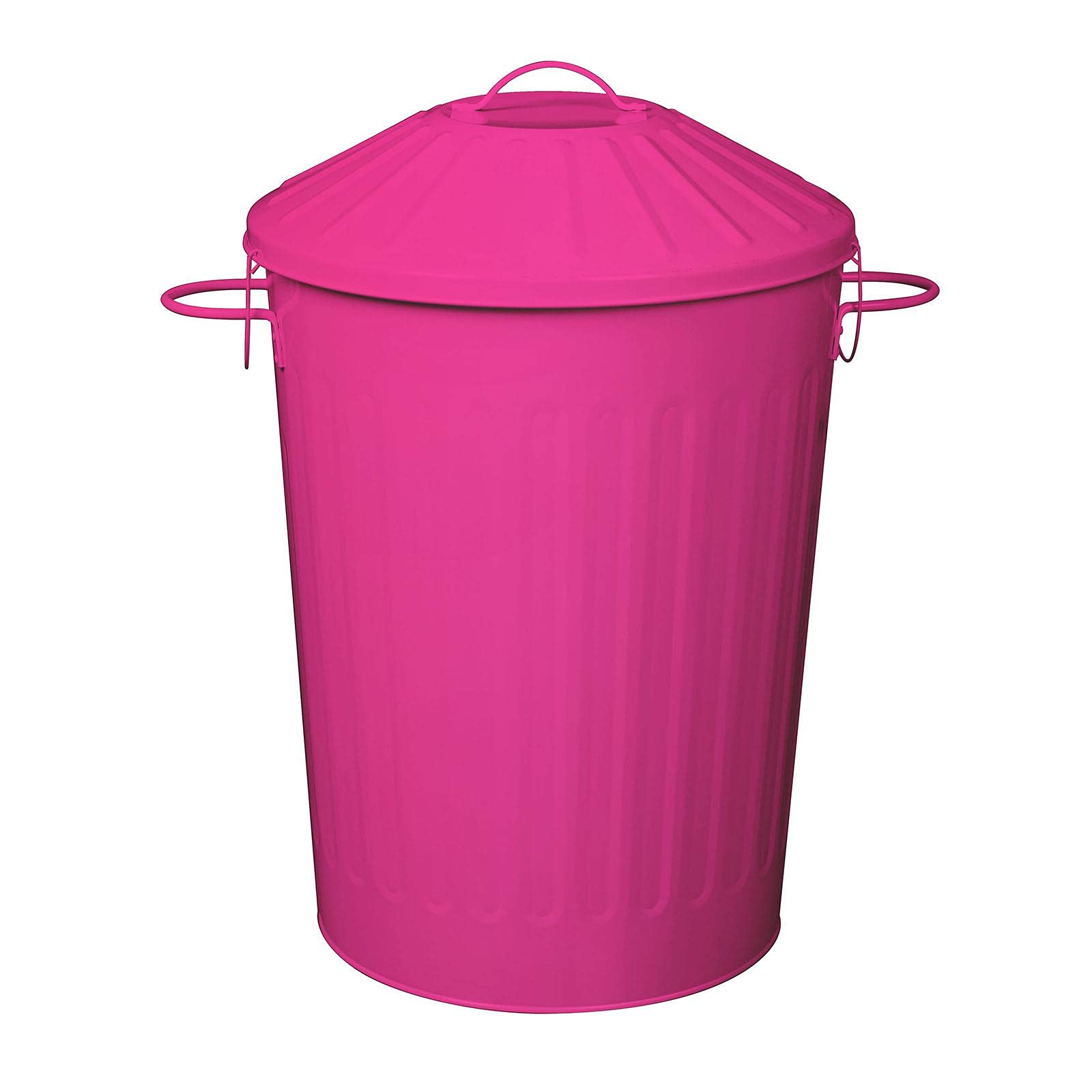 simpa 60L Colourful Vintage Style Metal Tapered Dustbins & Lids - Pink 62cm (H) x 38cm (Dia)