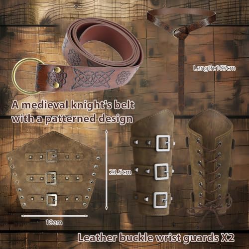 Costume Renaissance de qualité supérieure avec chemise médiévale et ceinturon en similicuir - 4