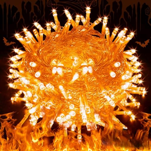 Image of TEKCOOL 35 Feet Long LED Power Pixel Serial String Light, 360 Degree Light in Bulb | Copper Led Pixel String Light for Home Decoration,Diwali,Christmas(Orange) Pack of 1.
