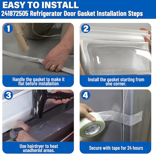 Image of Upgraded 242193205 241872505 Freezer Door Gasket Replacement Compatible with Electrolux Frigidaire CRT216HLW4 FFHI2117LW2, 5304439522 28.4″x20.8″ Refrigerator Gasket Replace 1379481 240390702 Seal